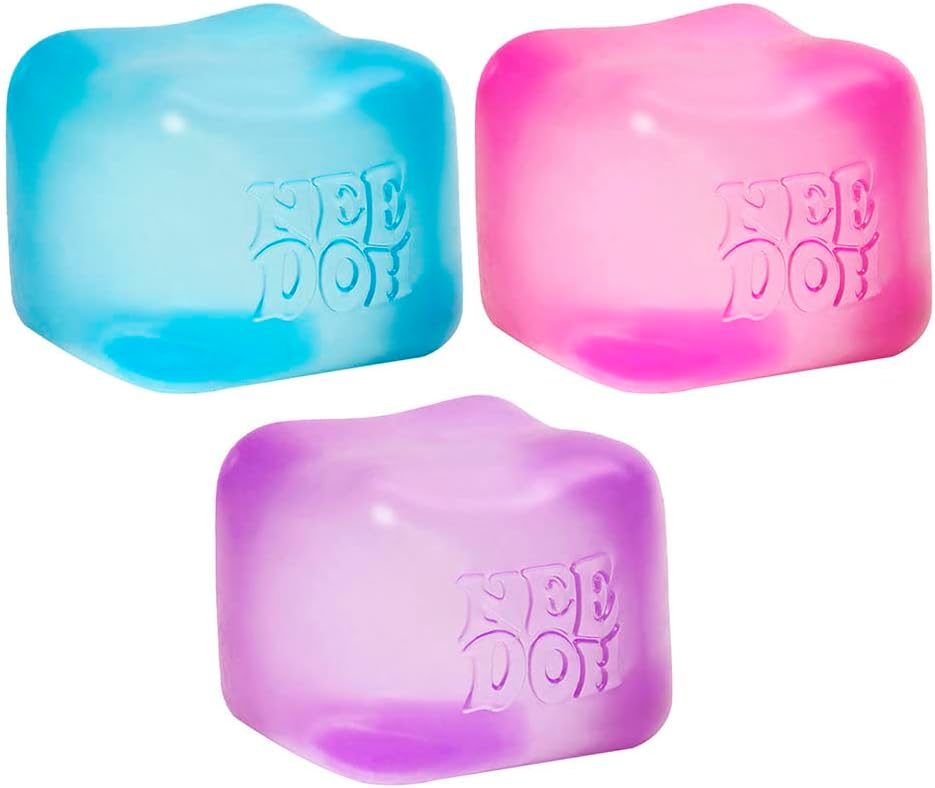 Schylling Needoh Nice Cube Sensory Toy with a Super Solid Squish - Always Returns to its Square Shape - Ages 3 and Up - 1 or 3 Pack Assorted Colours (Nice Cube, 1/3 Pack, Colours Chosen at Random)