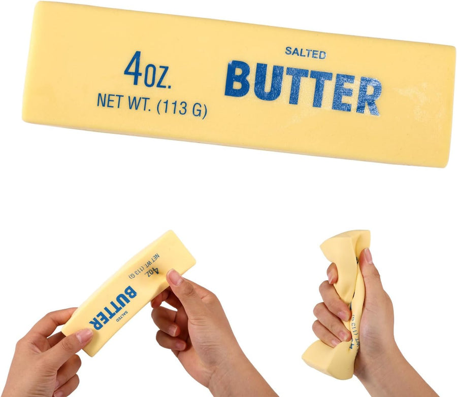 Butter Squeeze Squishy Toy, PU Material Butter Stick Slow Rising Squeeze Food Fidget Toy for Office School (Light Yellow) K9